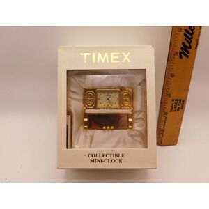 Timex Vintage Gold Mini Piano Desk Clock Quartz Collectible Decor